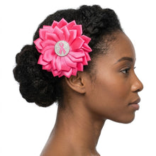 Load image into Gallery viewer, Breast Cancer Fuchsia Flower Brooch and Hair Clip
