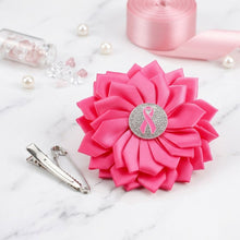 Load image into Gallery viewer, Breast Cancer Fuchsia Flower Brooch and Hair Clip
