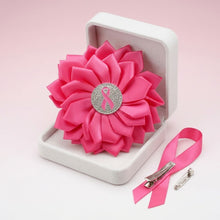 Load image into Gallery viewer, Breast Cancer Fuchsia Flower Brooch and Hair Clip

