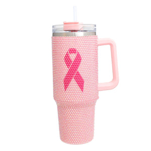 Breast Cancer Pink Bling 40.5 oz Tumbler Cup