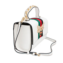 Load image into Gallery viewer, Satchel White Striped Bee Boxy Handbag
