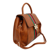 Load image into Gallery viewer, Satchel Soft Brown Bee and Stripe Handbag Set
