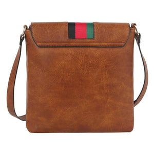 Crossbody Brown Striped Bee Flap Bag
