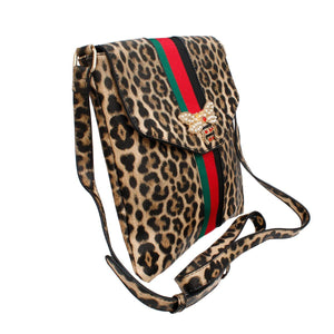 Crossbody Leopard Striped Bee Flap Bag