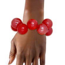Load image into Gallery viewer, Bracelet Swirled Red Marble Bubble Ball Bead
