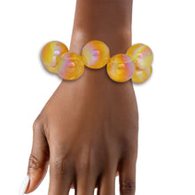 Load image into Gallery viewer, Bracelet Yellow Iridescent Bubble Ball Bead
