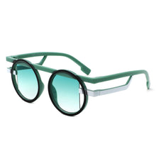 Load image into Gallery viewer, Sunglasses Green Round Futuristic Double Frame
