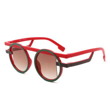 Load image into Gallery viewer, Sunglasses Red Green Round Futuristic Double Frame
