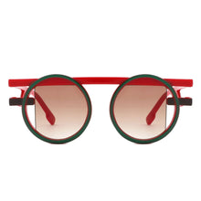 Load image into Gallery viewer, Sunglasses Red Green Round Futuristic Double Frame
