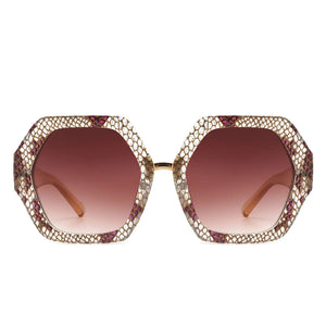 Sunglasses Snake Geometric Hexagon Oversized Women