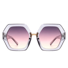 Load image into Gallery viewer, Sunglasses Clear Blue Geometric Hexagon Oversized
