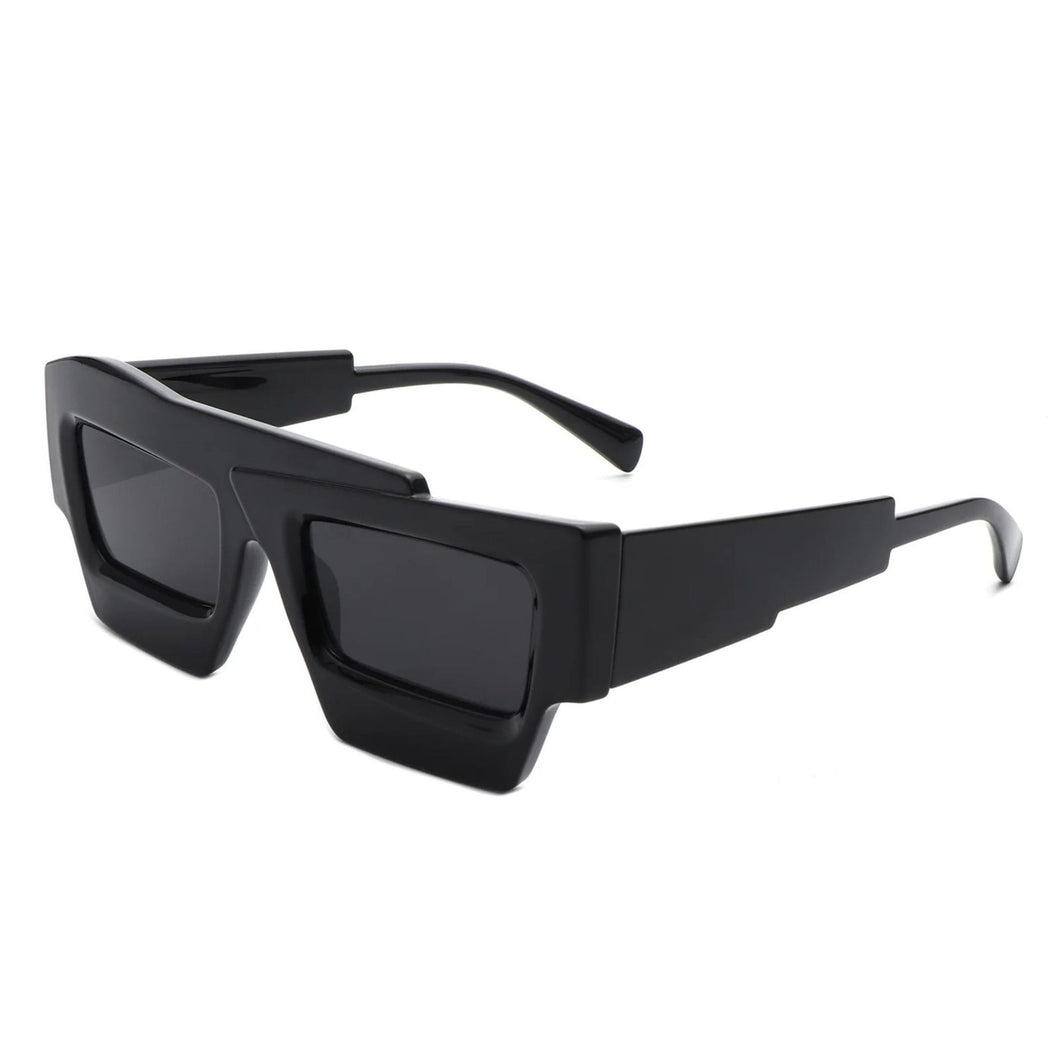 Sunglasses Black Flat Top Irregular Square Women