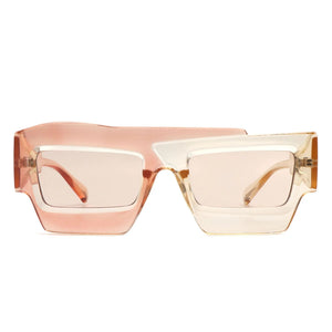 Sunglasses Light Brown Flat Top Irregular Square