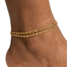 Load image into Gallery viewer, 18k Gold Steel Double Layer Chain Anklet
