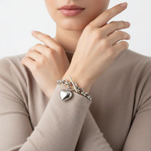 Load image into Gallery viewer, Silver Steel Toggle Heart Rolo Chain Bracelet

