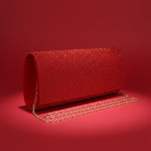 Load image into Gallery viewer, Clutch XLong Red Rhinestone Flap Evening Bag
