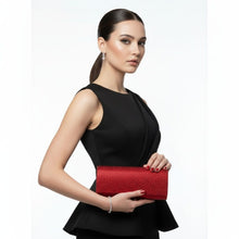 Load image into Gallery viewer, Clutch XLong Red Rhinestone Flap Evening Bag
