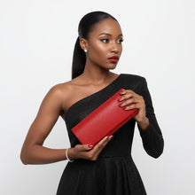 Load image into Gallery viewer, Clutch XLong Red Rhinestone Flap Evening Bag
