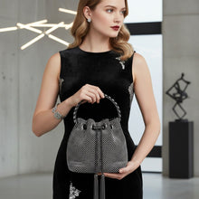 Load image into Gallery viewer, Bucket Bag Black Rhinestone Mesh Crystal Clutch
