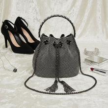 Load image into Gallery viewer, Bucket Bag Black Rhinestone Mesh Crystal Clutch
