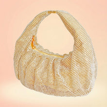 Load image into Gallery viewer, Clutch Premium Gold Rhinestone Mesh Hobo Bag
