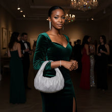 Load image into Gallery viewer, Clutch Premium Silver Rhinestone Mesh Hobo Bag
