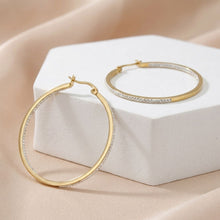 Load image into Gallery viewer, 18K Gold Stainless Hoops Inside Out Rhinestones

