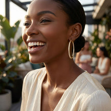 Load image into Gallery viewer, 18K Gold Stainless Hoops Inside Out Rhinestones
