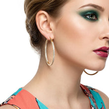 Load image into Gallery viewer, 18K Gold Stainless Hoops Inside Out Rhinestones
