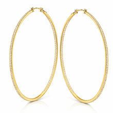 Load image into Gallery viewer, Hoop 18K Gold Steel Inside Out Rhinestone Earrings
