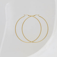 Load image into Gallery viewer, Hoop 18k Gold Steel Classic 90mm Thin Earrings
