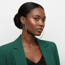 Load image into Gallery viewer, Hoop 18k Gold Steel Classic 90mm Thin Earrings
