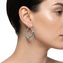 Load image into Gallery viewer, Hoop Silver Stainless Steel Hexagon Earrings
