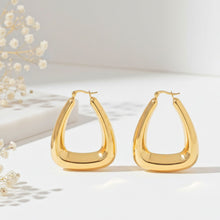 Load image into Gallery viewer, Hoop 18K Gold Steel Trapezoid Thick Earrings
