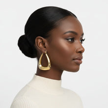 Load image into Gallery viewer, Hoop 18K Gold Steel Trapezoid Thick Earrings
