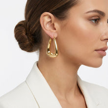 Load image into Gallery viewer, Hoop 18K Gold Steel Trapezoid Thick Earrings
