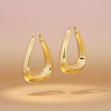 Load image into Gallery viewer, Hoop 18K Gold Steel Trapezoid Thick Earrings
