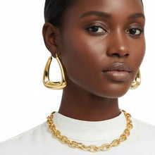 Load image into Gallery viewer, Hoop 18K Gold Steel Trapezoid Thick Earrings

