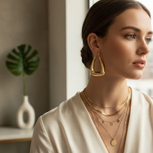 Load image into Gallery viewer, Hoop 18K Gold Steel Trapezoid Thick Earrings
