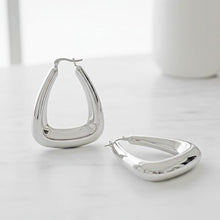 Load image into Gallery viewer, Stainless  Steel Trapezoid Thick Hollow Hoop Earrings
