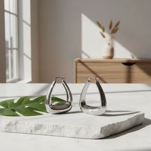 Load image into Gallery viewer, Stainless  Steel Trapezoid Thick Hollow Hoop Earrings
