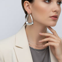 Load image into Gallery viewer, Stainless  Steel Trapezoid Thick Hollow Hoop Earrings
