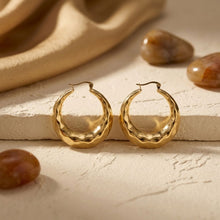 Load image into Gallery viewer, Hoop 18K Gold Stainless Diamond Cut Earrings
