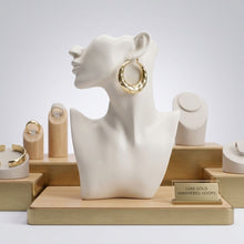 Load image into Gallery viewer, Hoop 18K Gold Stainless Diamond Cut Earrings
