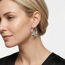 Load image into Gallery viewer, Hoop Silver Stainless Steel Diamond Cut Earrings
