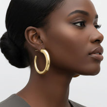 Load image into Gallery viewer, Hoop 18K Gold Steel Graduated Open C Earrings
