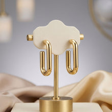 Load image into Gallery viewer, Open Hoop 18K Gold Stainless Oval Tube Earrings

