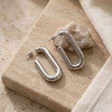 Load image into Gallery viewer, Open Hoop Stainless Steel Oval Tube Earrings
