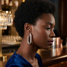 Load image into Gallery viewer, Open Hoop Stainless Steel Oval Tube Earrings
