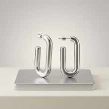 Load image into Gallery viewer, Open Hoop Stainless Steel Oval Tube Earrings
